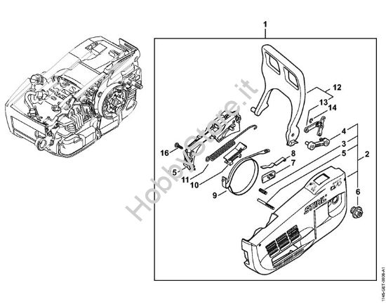 Coperchio rocchetto catena, Protezione mano Motoseghe a benzina (MS) MS 201 C-M della marca STIHL