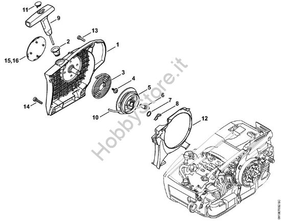 Dispositivo di avviamento Motoseghe a benzina (MS) MS 201 C-M della marca STIHL