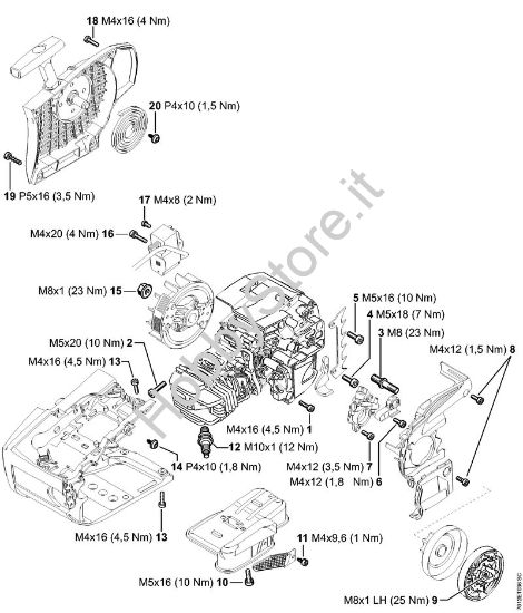 Coppie di serraggio Motoseghe a benzina (MS) MS 201 TC-E della marca STIHL