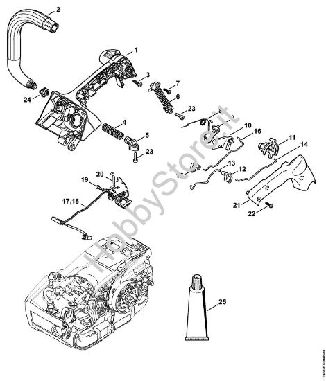 Corpo impugnatura, manico tubolare M-Tronic Motoseghe a benzina (MS) MS 201 TC-M della marca STIHL