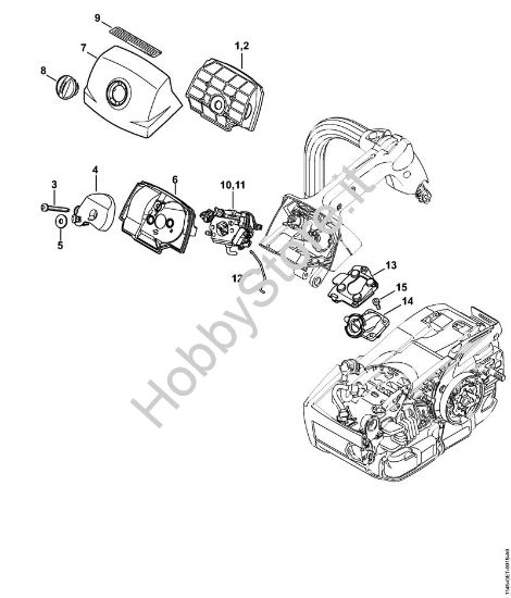 Filtro aria, Coperchio sede carburatore M-Tronic Motoseghe a benzina (MS) MS 201 TC-M della marca STIHL
