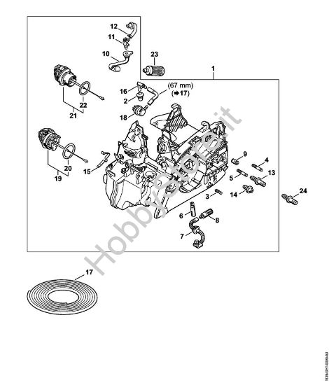 Carcassa motore Motoseghe a benzina (MS) MS 211 della marca STIHL
