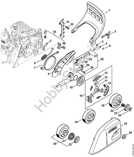 Protezione mano, freno catena MS 211 Motoseghe a benzina (MS) MS 211 della marca STIHL