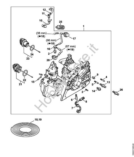 Carcassa motore ErgoStart Motoseghe a benzina (MS) MS 211 C-BE della marca STIHL