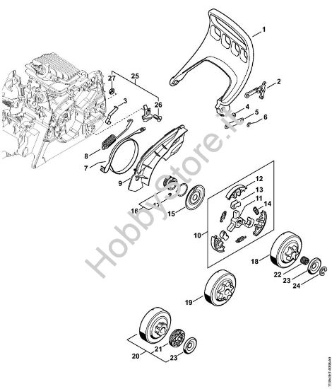 Protezione mano, freno catena MS 211 C-BE Motoseghe a benzina (MS) MS 211 C-BE della marca STIHL