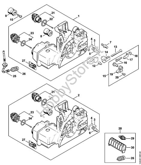 Carcassa motore Motoseghe a benzina (MS) MS 230 C-BE della marca STIHL