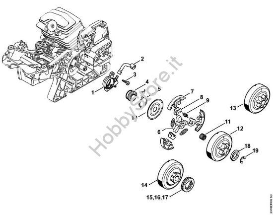 Pompa olio, frizione Motoseghe a benzina (MS) MS 231 C-BE della marca STIHL