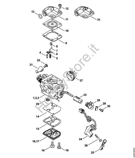Carburatore C1Q-S275, C1Q-S276, C1Q-S277 Motoseghe a benzina (MS) MS 241 C-M della marca STIHL