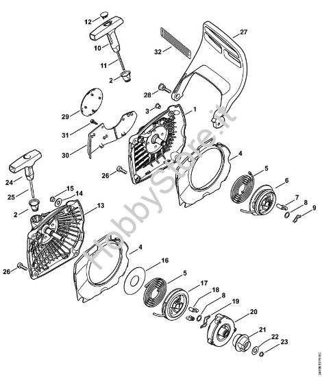 Dispositivo di avviamento, Protezione mano Motoseghe a benzina (MS) MS 241 C-MQ della marca STIHL
