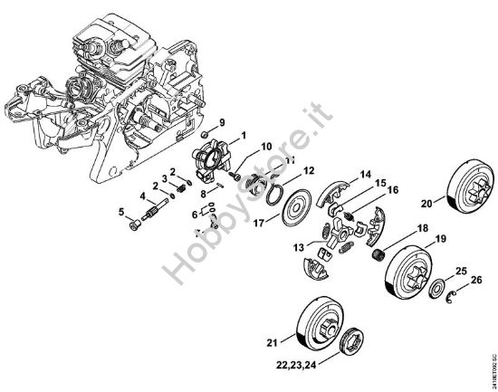 Pompa olio, frizione Motoseghe a benzina (MS) MS 241 C-MQ della marca STIHL