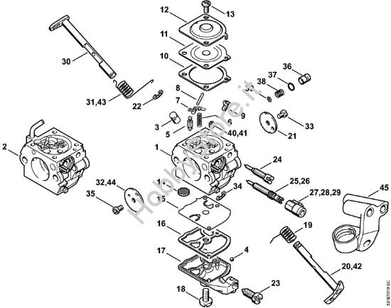 Carburatore C1QÂ­S84, C1Q-100335 Motoseghe a benzina (MS) MS 250 C-B della marca STIHL