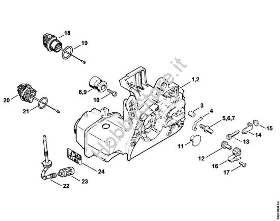 Carcassa motore Motoseghe a benzina (MS) MS 250 C-B della marca STIHL