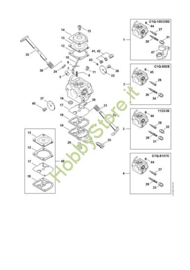 Picture of Carburatore C1Q­S91, -S92, -S107, C1Q-100338, 1123/36 MS 250 C-BE 