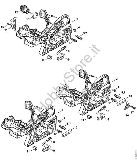 Carcassa motore Motoseghe a benzina (MS) MS 251 C-BE della marca STIHL