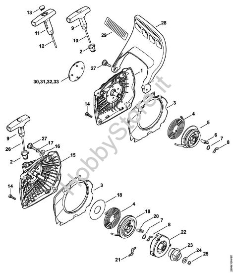 Dispositivo di avviamento, Protezione mano Motoseghe a benzina (MS) MS 251 C-BE della marca STIHL