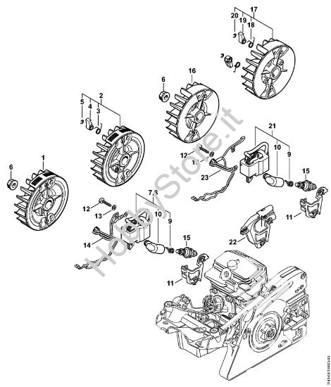 Impianto di accesione, Fascio di cavi Motoseghe a benzina (MS) MS 251 C-BEQ della marca STIHL