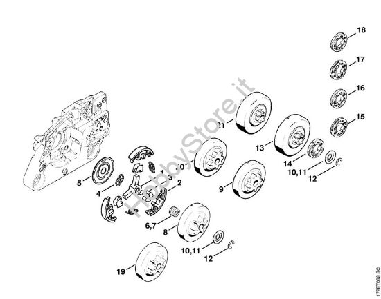 Frizione, rocchetto catena Motoseghe a benzina (MS) MS 260-D della marca STIHL