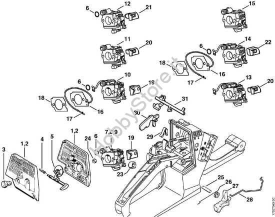 Filtro aria, comando gas Motoseghe a benzina (MS) MS 260-VW della marca STIHL
