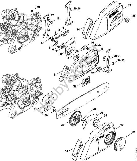 Dispositivo tendicatena, Coperchio rocchetto catena Motoseghe a benzina (MS) MS 261 C-M della marca STIHL
