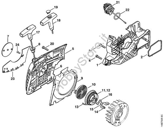 Carenatura ventola con dispositivo di avviamento Motoseghe a benzina (MS) MS 280 C-BQ della marca STIHL