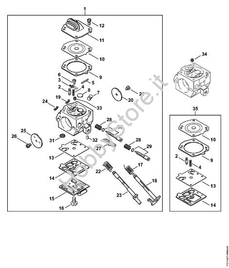 Carburatore HD-19 Motoseghe a benzina (MS) MS 290 della marca STIHL