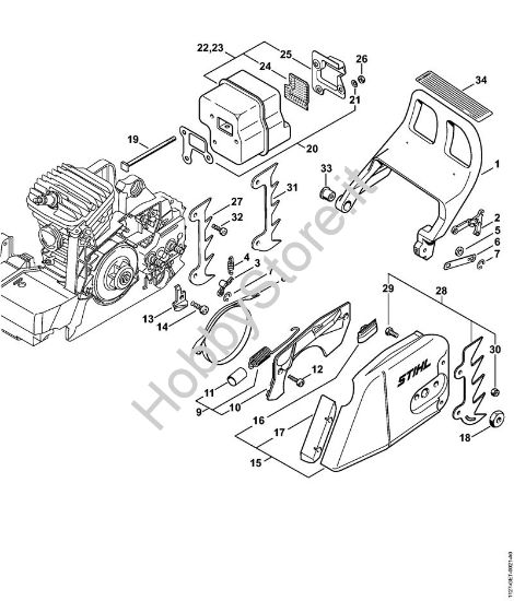 Freno catena, silenziatore Motoseghe a benzina (MS) MS 290-Z della marca STIHL