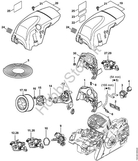 Condotto aria, Supporto carburatore, Cappottatura Motoseghe a benzina (MS) MS 291 della marca STIHL