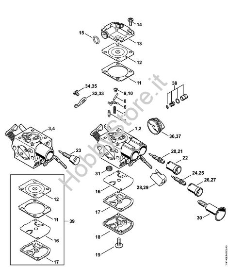 Carburatore C1Q-S247, C1Q-S253, C1Q-S212, C1Q-S179 Motoseghe a benzina (MS) MS 291 C-BE della marca STIHL