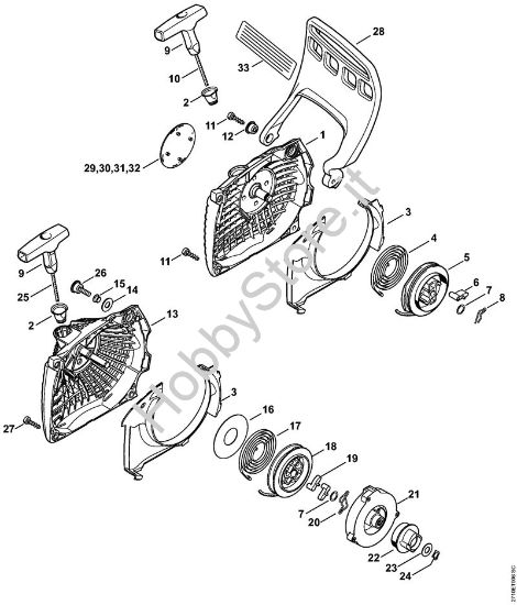 Dispositivo di avviamento, Protezione mano Motoseghe a benzina (MS) MS 291 C-BEQ della marca STIHL