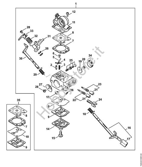 Carburatore WTE-16 Motoseghe a benzina (MS) MS 311 della marca STIHL