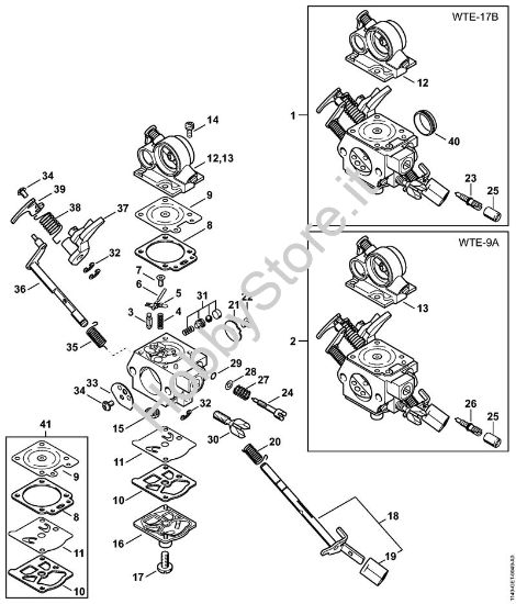 Carburatore WTE-9, WTE-17 Motoseghe a benzina (MS) MS 311 della marca STIHL