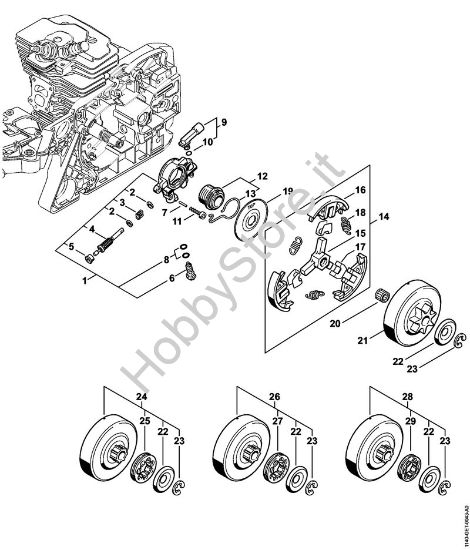 Pompa olio, frizione Motoseghe a benzina (MS) MS 311 della marca STIHL