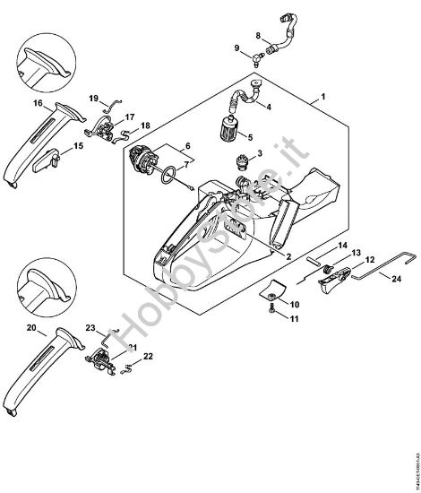 Corpo serbatoio, Comando gas Motoseghe a benzina (MS) MS 311-Z della marca STIHL