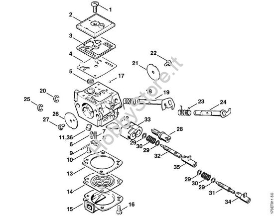 Carburatore C3A-S39 Motoseghe a benzina (MS) MS 340 della marca STIHL