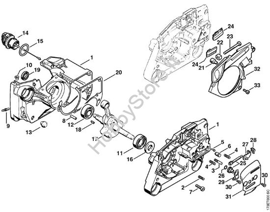 Carter albero a gomito, dispositivo tendicatena Motoseghe a benzina (MS) MS 340 della marca STIHL