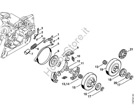 Freno catena, frizione Motoseghe a benzina (MS) MS 340 della marca STIHL