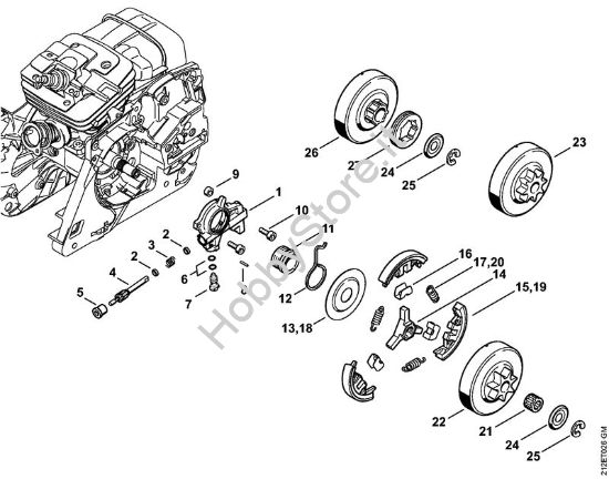Pompa olio, frizione Motoseghe a benzina (MS) MS 341 della marca STIHL