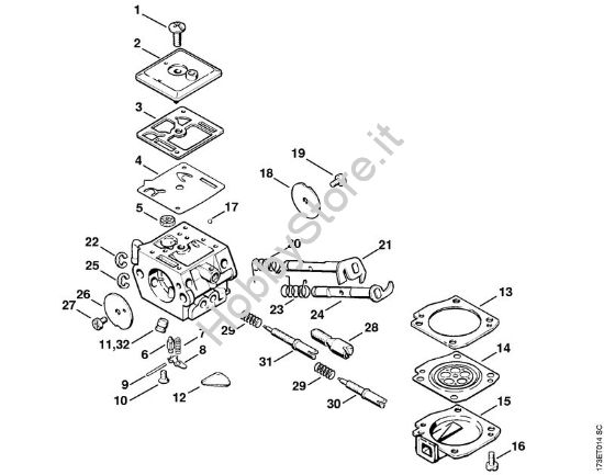 Carburatore C3A-S31 Motoseghe a benzina (MS) MS 360 C della marca STIHL