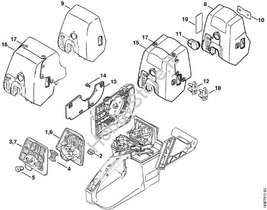 Filtro aria, Coperchio sede carburatore Motoseghe a benzina (MS) MS 360 C della marca STIHL