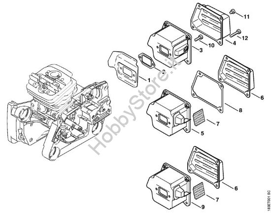Silenziatore Motoseghe a benzina (MS) MS 360 C della marca STIHL