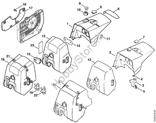Cappottatura, coperchio sede carburatore Motoseghe a benzina (MS) MS 360 W della marca STIHL