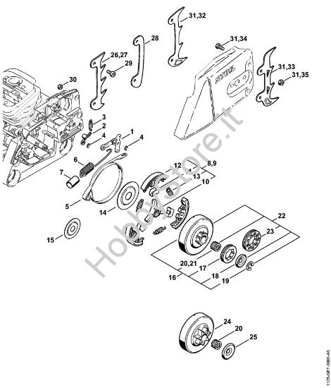Freno catena, frizione Motoseghe a benzina (MS) MS 360 W della marca STIHL