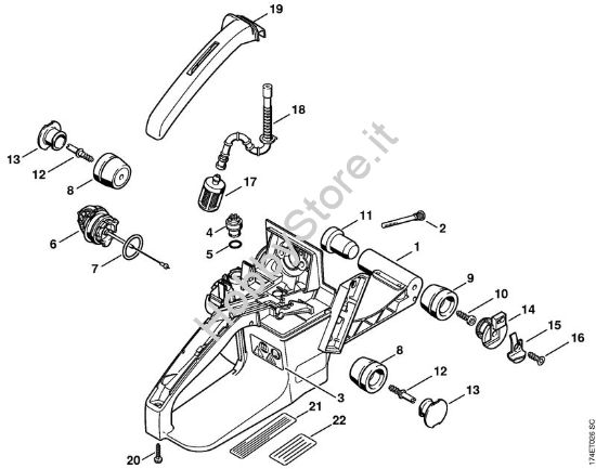 Corpo serbatoio, sistema AV Motoseghe a benzina (MS) MS 360 WVH della marca STIHL