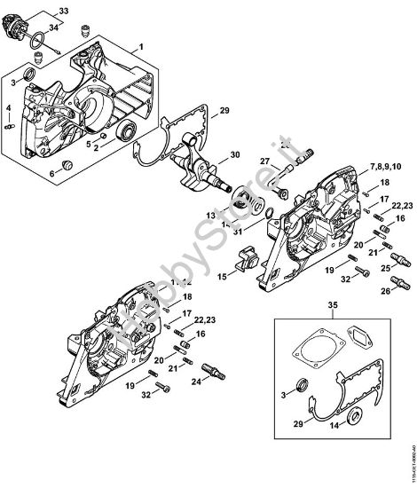 Carter albero a gomito Motoseghe a benzina (MS) MS 361 della marca STIHL