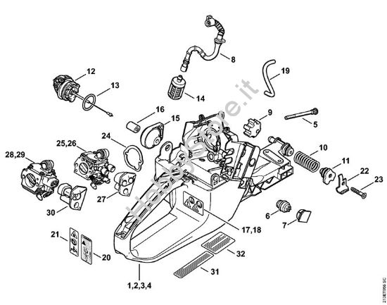 Corpo serbatoio Motoseghe a benzina (MS) MS 361-W della marca STIHL