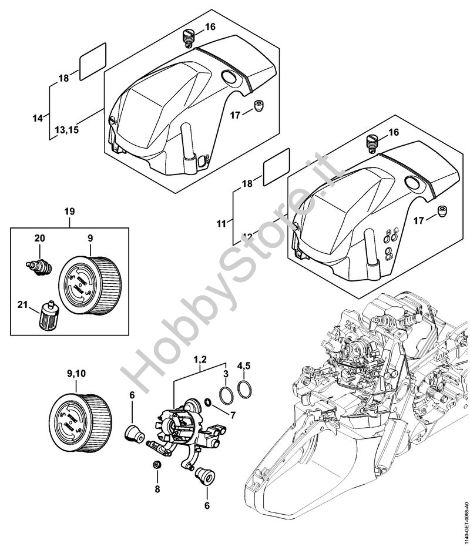 Filtro aria, cappottatura Motoseghe a benzina (MS) MS 362 C-M VW della marca STIHL