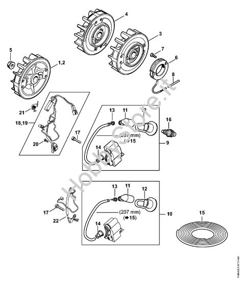 Sistema di accensione e volano Motoseghe a benzina (MS) MS 362 C-MQ della marca STIHL