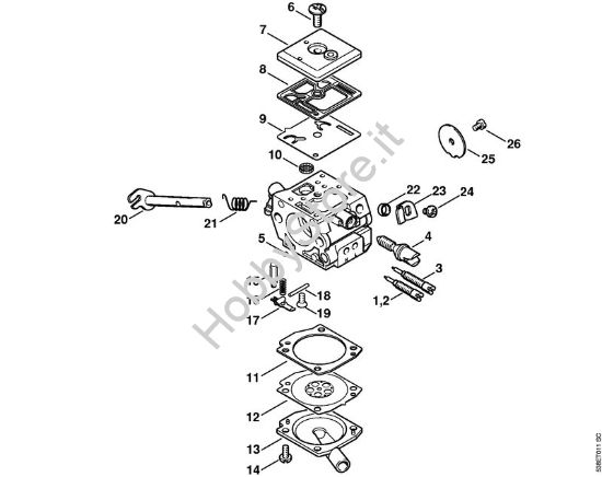 Carburatore C3-S148, C3-S149 Motoseghe a benzina (MS) MS 381 della marca STIHL
