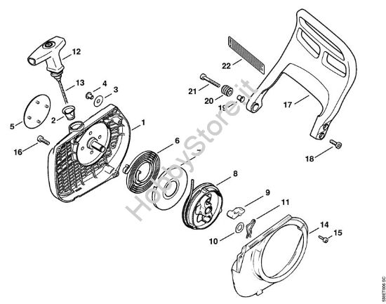 Dispositivo di avviamento, Protezione mano Motoseghe a benzina (MS) MS 381 della marca STIHL