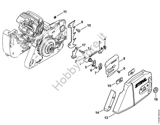 Dispositivo tendicatena, Coperchio rocchetto catena Motoseghe a benzina (MS) MS 382 della marca STIHL